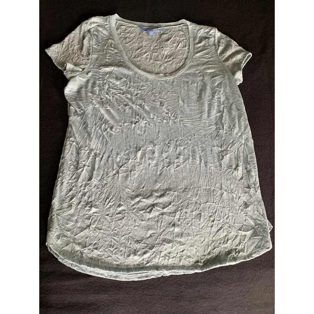 Simply Vera Vera Wang Ladies Crinkle-Style Top Size Large Sage Green - Picture 7 of 9